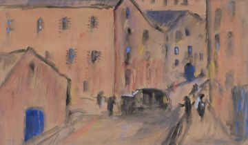 Phelan Gibb (1870 - 1948), street scene, watercolour, faintly signed, 30cm x 50cm, mounted Good
