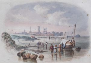 Attributed to Edward Duncan RWS, view of St Andrew's, circa 1830 - 40, watercolour, unsigned, 8cm