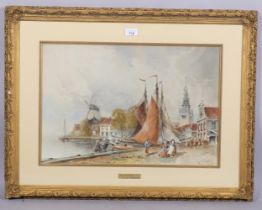 Louis Van Staaten (1836 - 1909), Monnihendam Holland, watercolour, signed, 36cm x 55cm, framed