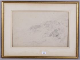 David Cox, Snowdon from Capel Cruig, pencil sketch, 32cm x 51cm, framed Small fox marks, slight