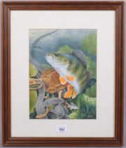 Maurice Pledger, Perch, watercolour, signed, 28cm x 21cm, framed Good condition