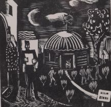 Paul Nash, romantic dream, original woodcut, 1923, from an edition of 1000 copies, Bosphorus