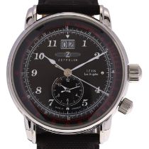 ZEPPELIN - a stainless steel LZ126 Los Angeles Dual Time quartz calendar wristwatch, ref. 8644-4,