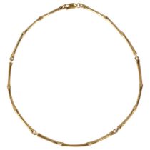 DINNY HALL - a modern 18ct gold bamboo link collar necklace, maker DHM, band width 4mm, necklace
