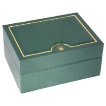 ROLEX - a green leather wristwatch box, ref. 64.00.01, 14.5cm x 11cm No tears or damage