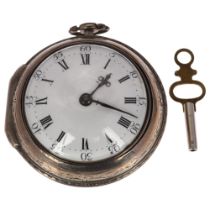 An 18th century silver pair-cased open-face key-wind verge fusee pocket watch, Charles Thomson,