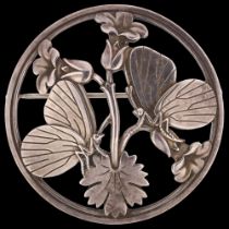 GEORG JENSEN - a late 20th century Danish stylised sterling silver 'moonlight blossom' brooch,