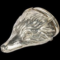 A William IV novelty silver fox head snuffbox, George Tye, probably by Nathanial Mills, circa