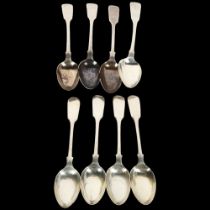 A group of silver Fiddle pattern teaspoons, including Victorian, 5.3oz total No damage or repair,