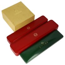 OMEGA - 4 wristwatch boxes, including Vintage green leather example, length 22cm Lot sold as seen