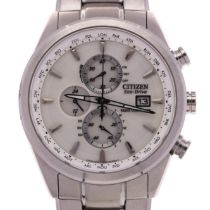 CITIZEN - a stainless steel Eco-Drive radio controlled quartz calendar chronograph bracelet watch,