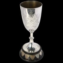 A mid-20th century silver plated trophy cup, Honourable Secretarys Perch Cup presented by W F Miller