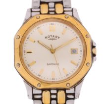 ROTARY - a gold plated stainless steel Sapphire quartz bracelet watch, ivory dial with applied