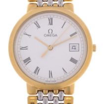 OMEGA - a gold plated stainless steel De Ville quartz calendar bracelet watch, ref. 396.1012,