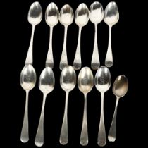 A quantity of silver teaspoons, maker's include Mappin & Webb, 6.5oz total All have general wear,