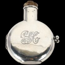 A late Victorian silver perfume bottle case, Henry Matthews, Birmingham 1899, containing original