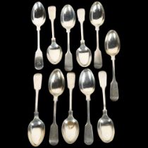 A set of 10 Edwardian silver Fiddle pattern teaspoons, Mark Willis, Sheffield 1903, and another