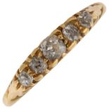 An early 20th century 18ct gold graduated five stone diamond half hoop ring, London 1918, setting