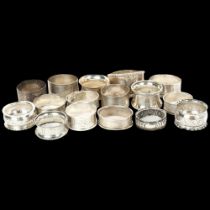 A quantity of silver napkin rings, makers include Walker & Hall, 7.4oz total Lot sold as seen unless