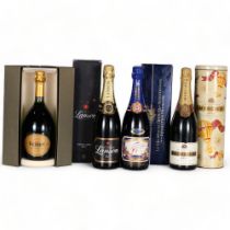 4 bottles of boxed Champagne. Canard Duchene Cuvee Speciale 1789-1989. Lanson Black Label Brut.