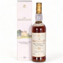 The Macallan 10 Years Old, Speyside Malt Whisky, 1990s' original box, 700ml, 40% Some marks to box