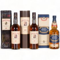 Glen Moray 12 Years Old Single Speyside Malt Whisky, 2 x Abelour 10 Years Old Single Highland Malt