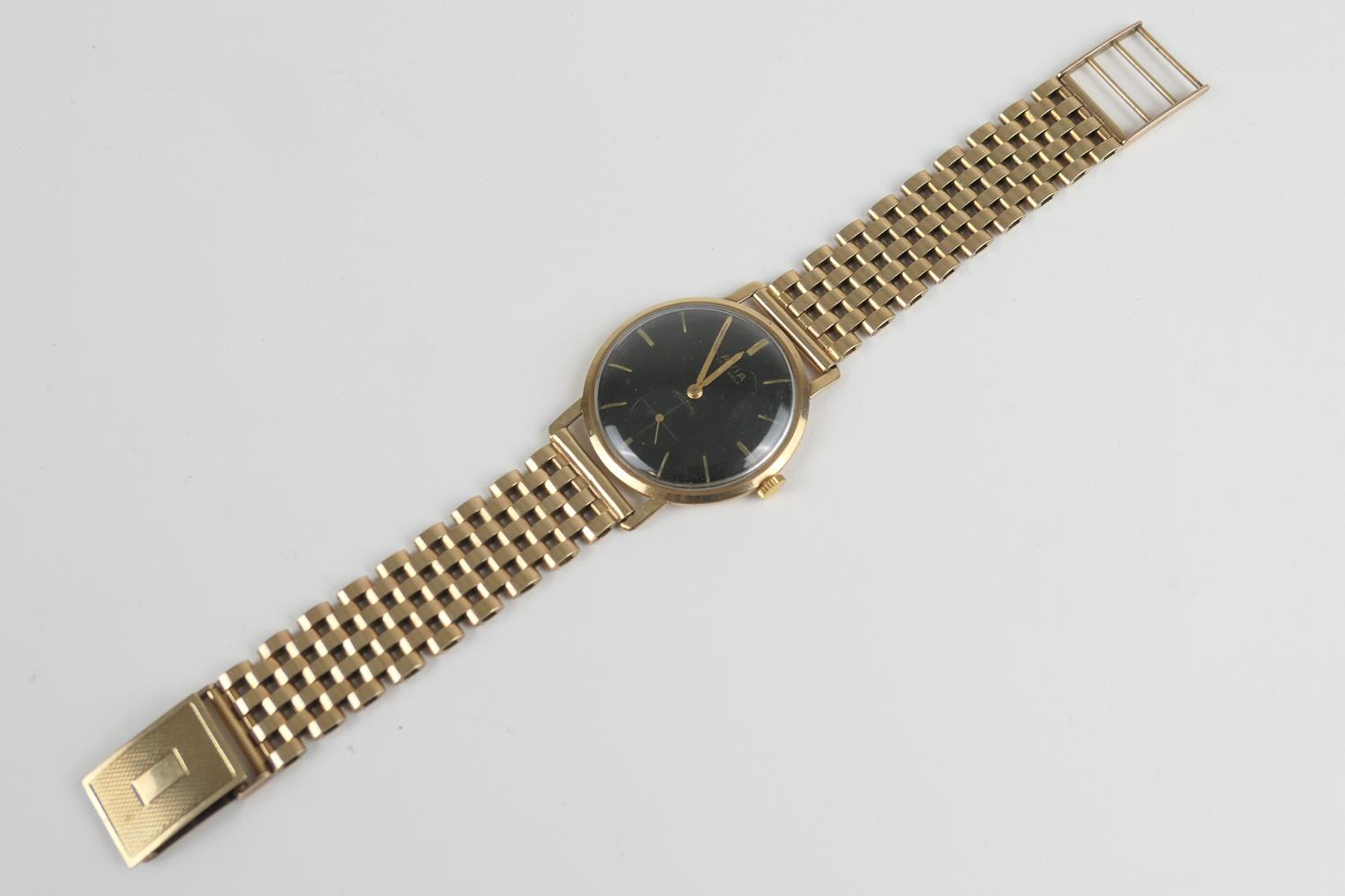 Avia gent's 9ct gold cased Incabloc wristwatch, Birmingham 1965, 28mm black dial with baton - Image 2 of 2