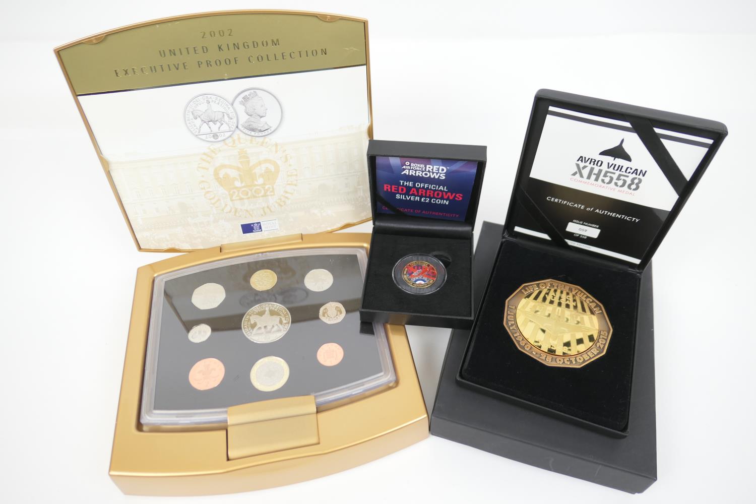 Avro Vulcan XH558 commemorative medal, limited edition to 558, boxed and with certificate; also a