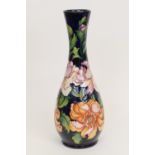 Moorcroft large 'Asian Peony' bottle vase, circa 2016, designed by Emma Bossons, numbered 1/2,