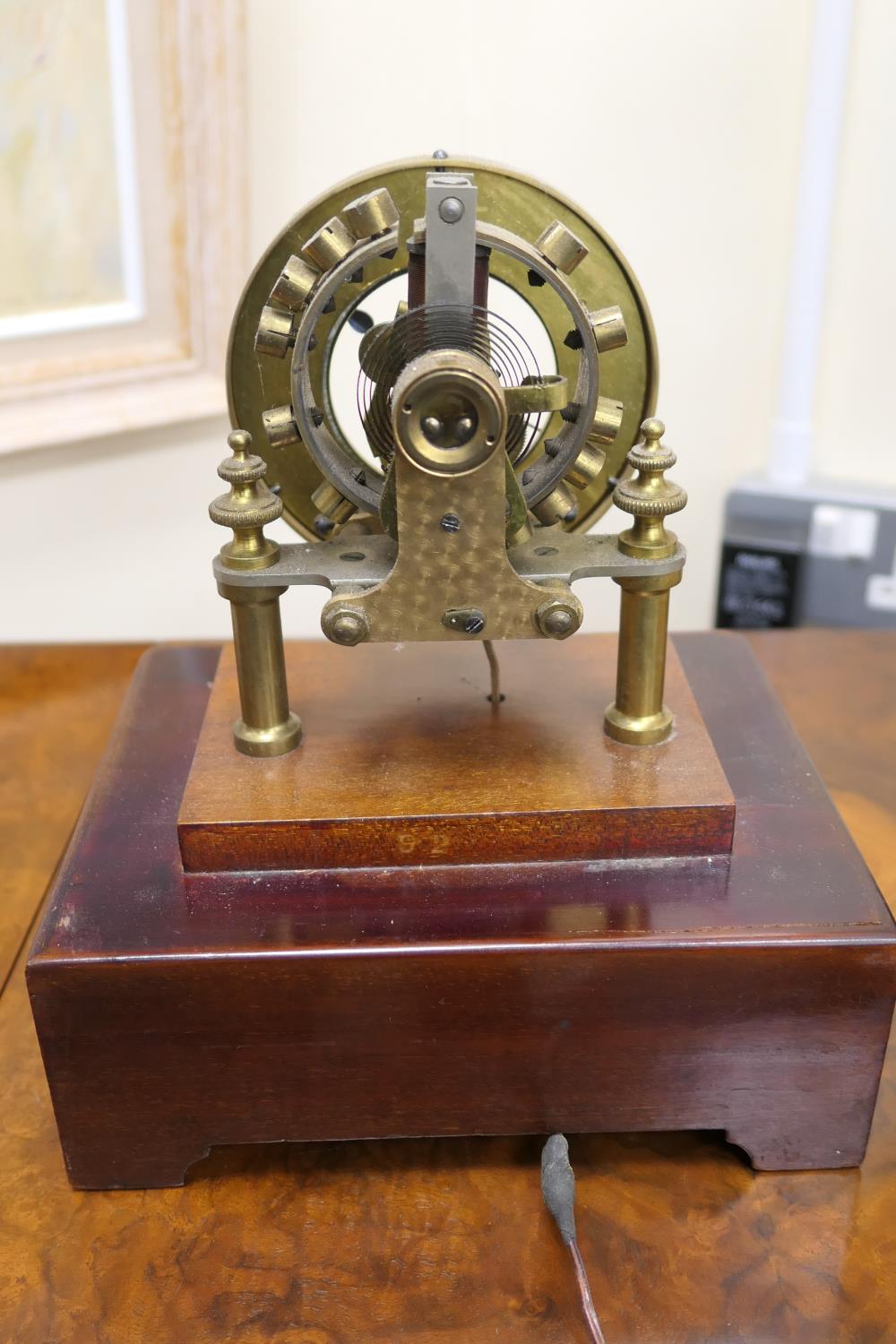 Eureka Clock Company, London, electric mantel timepiece, mahogany four glass case, cream coloured - Image 6 of 15