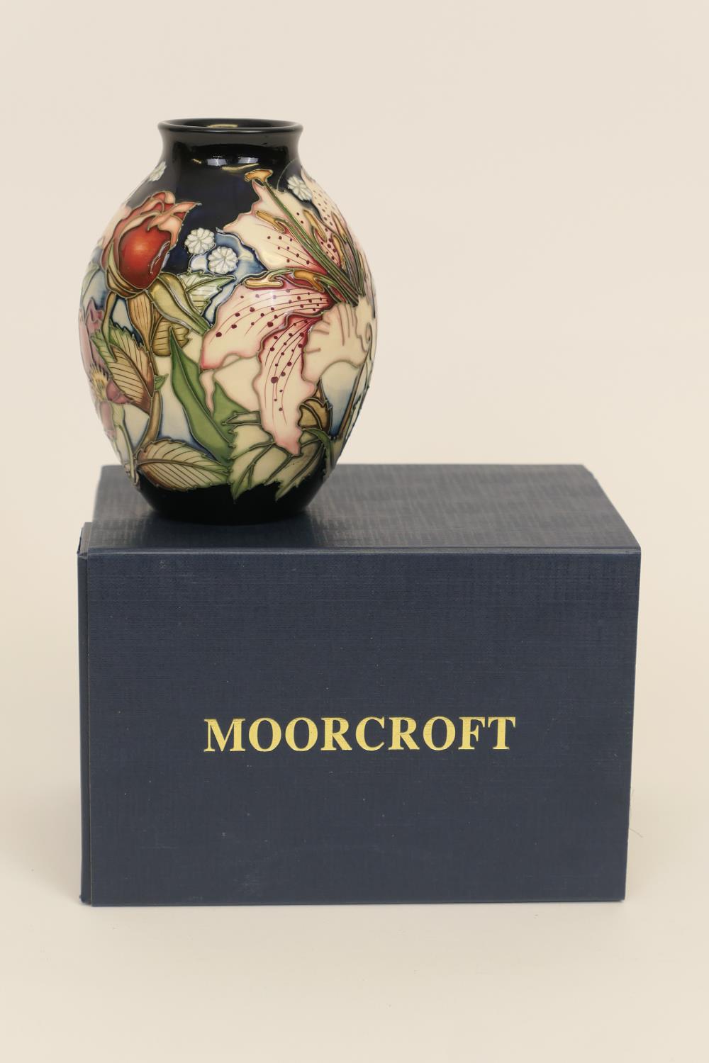 Moorcroft trial ovoid vase, circa 2011, designed by Kerry Goodwin, decorated with a scrolling