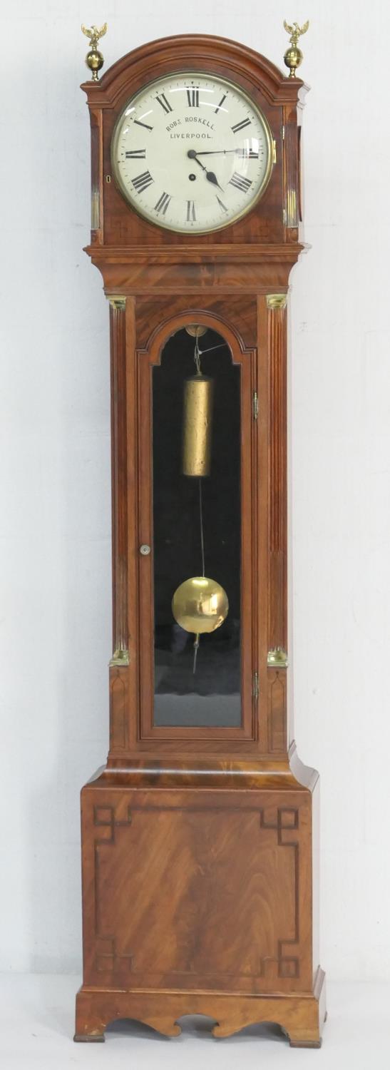 Robert Roskell, Liverpool, mahogany regulator longcase clock, the hood with brass eagle and ball