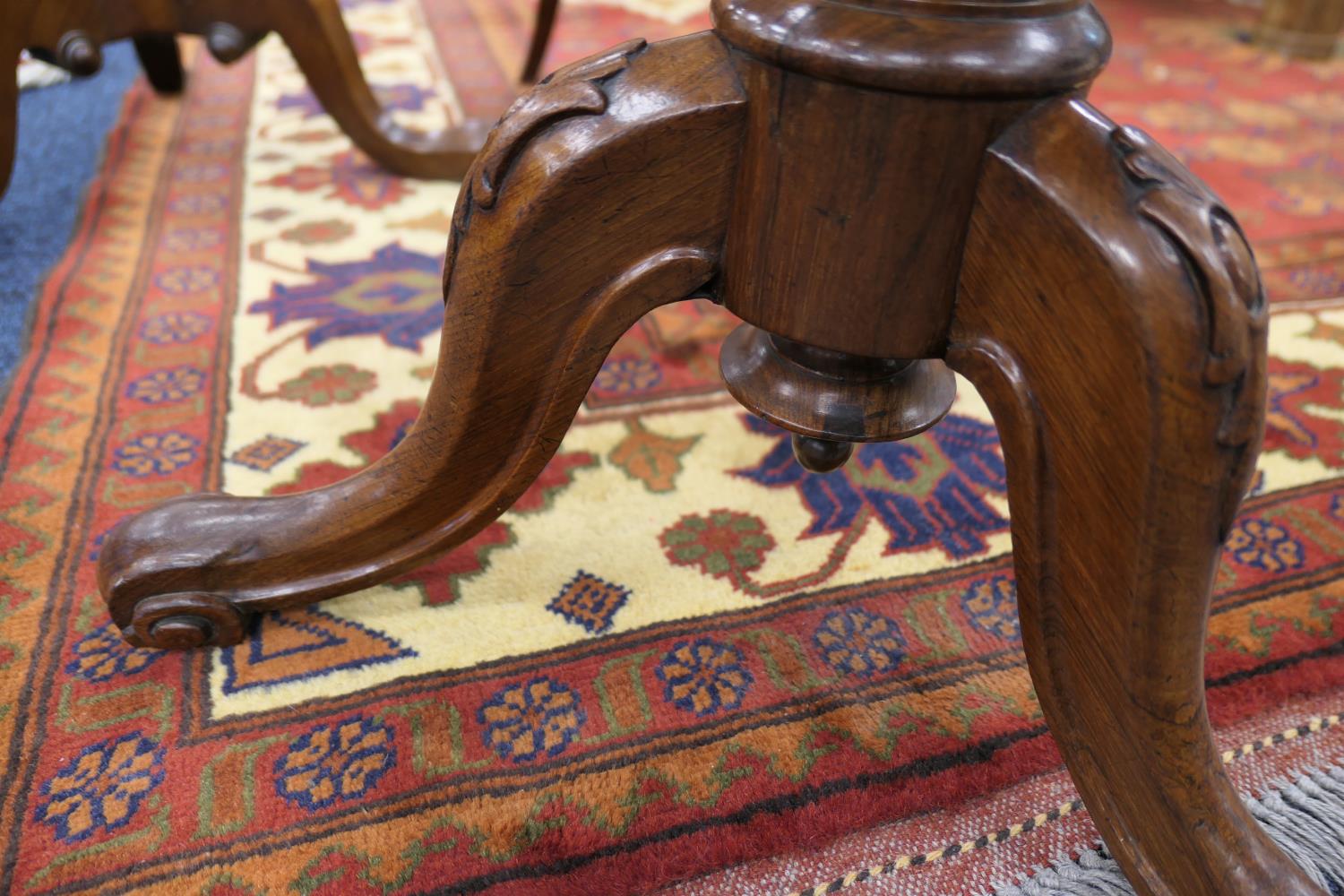 Victorian rosewood rise and fall piano stool, circa 1845, the circular pad seat upholstered in - Image 4 of 4