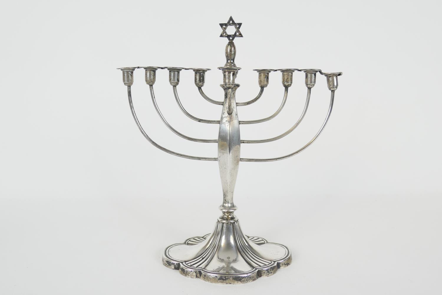 George VI silver menorah, Birmingham 1936, height 29.5cm, weight approx. 368g