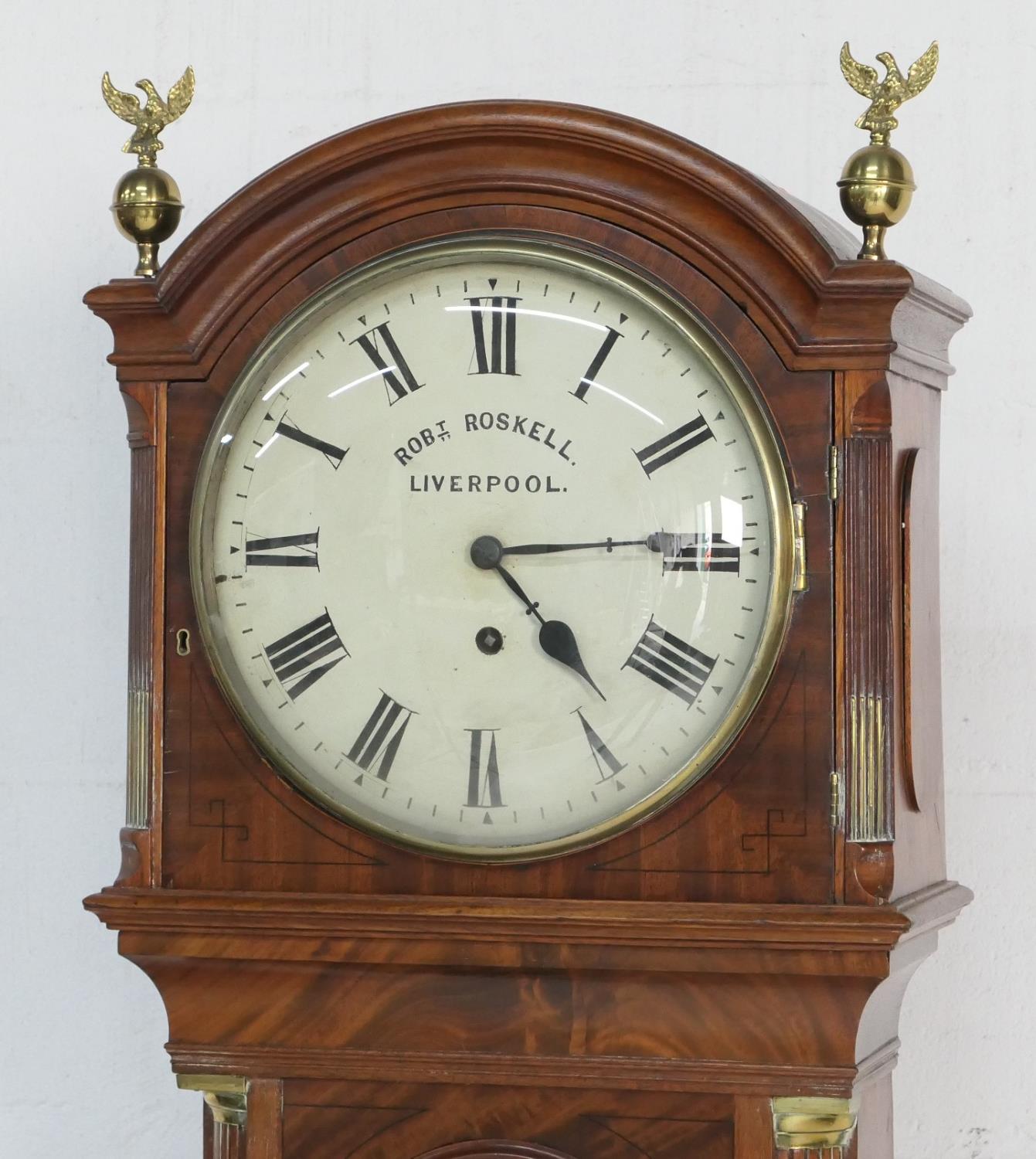 Robert Roskell, Liverpool, mahogany regulator longcase clock, the hood with brass eagle and ball - Image 2 of 4
