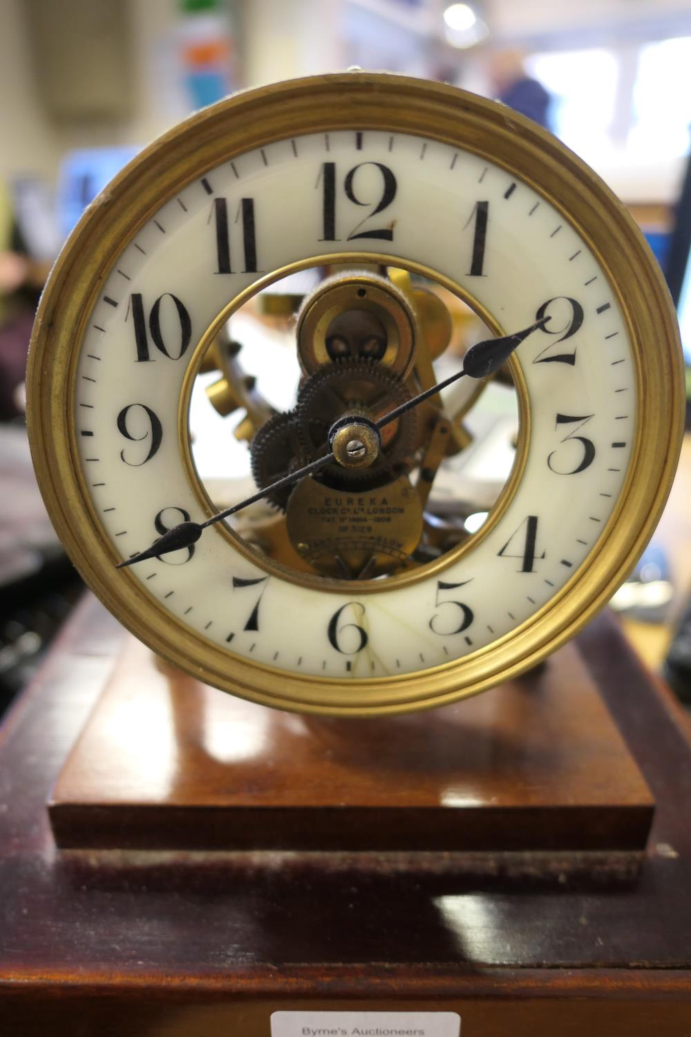 Eureka Clock Company, London, electric mantel timepiece, mahogany four glass case, cream coloured - Image 14 of 15