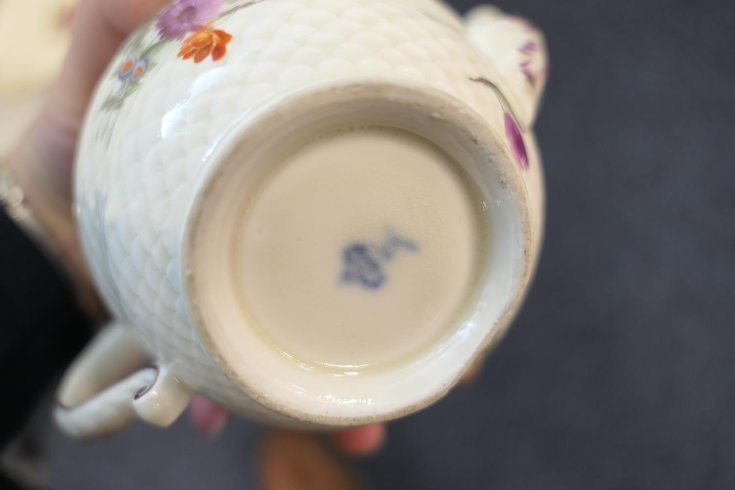 Quantity of Ludwigsburg porcelain tea wares, decorated throughout with Deutsche Blumen against a - Image 2 of 7