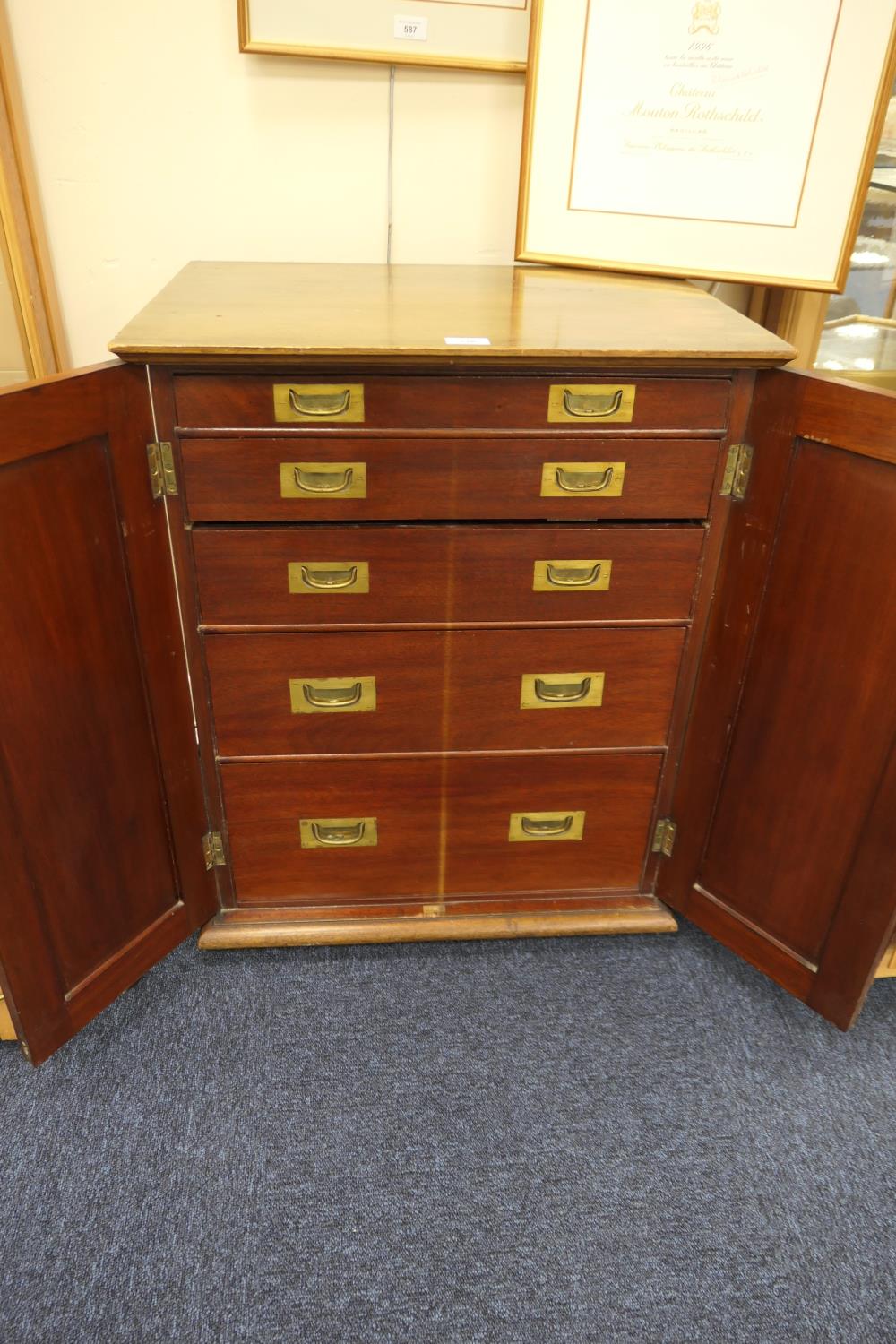 Edwardian mahogany cutlery chest, having two recessed panel doors opening to five graduating drawers - Image 6 of 9