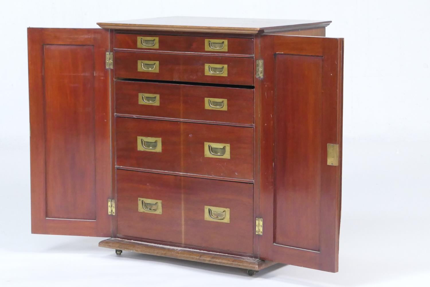 Edwardian mahogany cutlery chest, having two recessed panel doors opening to five graduating drawers - Image 2 of 9