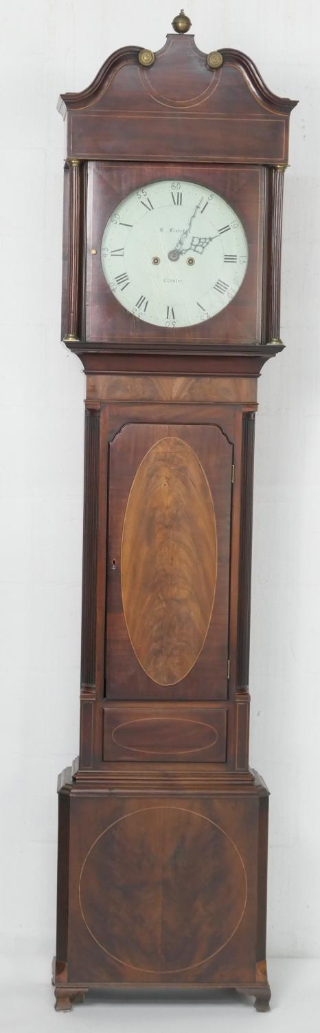 Robert Fletcher, Chester, (1780-1820) mahogany eight day long case clock, the hood with brass capped