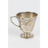 George V silver christening cup, London 1915, footed conical form inscribed 'Sidney Knowle