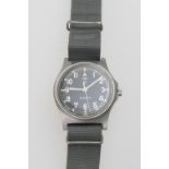 CWC British military issue army G10 quartz wristwatch, black dial with Arabic numerals, tritium lume