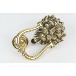 Heavy cast brass lion mask door knocker with stop, 23cm (NB: Condition is NOT noted in catalogue