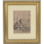 French School (mid 19th Century), An idle moment, gentleman seated in an interior, pencil and
