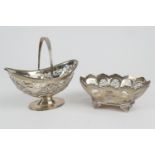 Edwardian silver sugar basket, Birmingham 1904, footed oval form pierced with batwing decoration,