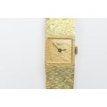 Baume 18ct gold lady's bracelet wristwatch, circa 1970s, signed square textured dial without
