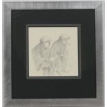 MANNER OF Norman Cornish (1919-2014), Two men in conversation, pencil,