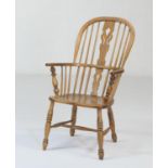 Ash and elm high back Windsor armchair, 19th Century, height 103cm, width 59cm (NB: Condition is NOT