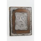 Late Victorian silver mounted Morocco leather blotter, the mounts by William Comyns, London 1898,