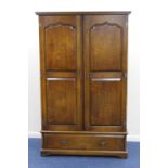 Georgian style honeyed oak double door wardrobe, width 125cm, height 197cm, depth 60cm (NB: